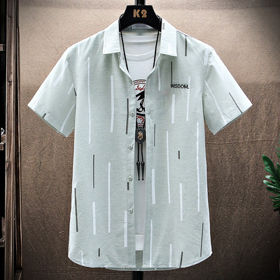 Лятна мъжка риза с къс ръкав и класическа яка