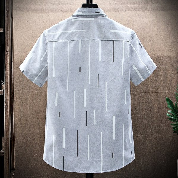 Лятна мъжка риза с къс ръкав и класическа яка