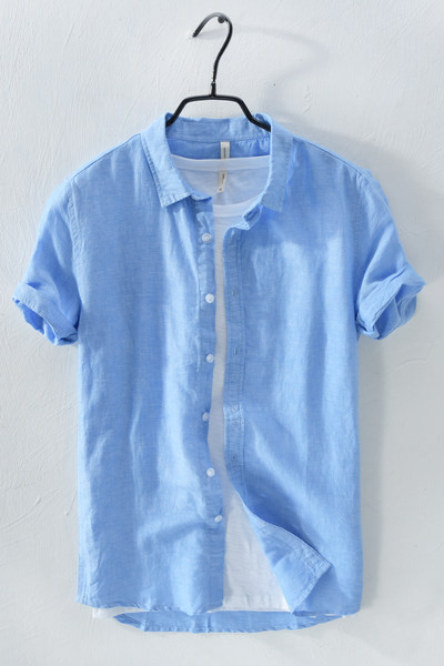 Изчистен модел едноцветна риза за мъже