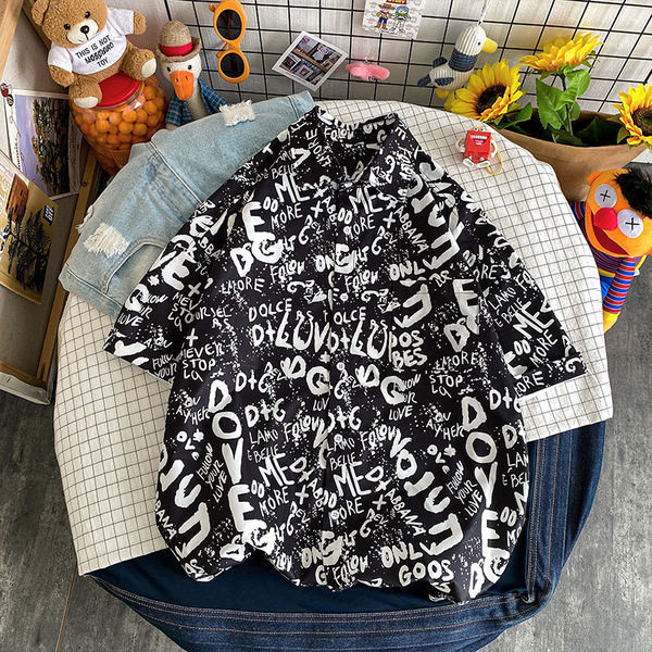 Мъжка риза свободен модел с 3/4 ръкав и класическа яка 