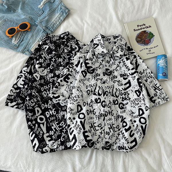 Мъжка риза свободен модел с 3/4 ръкав и класическа яка 