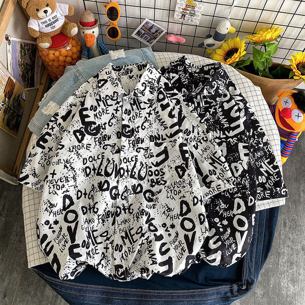 Мъжка риза свободен модел с 3/4 ръкав и класическа яка 