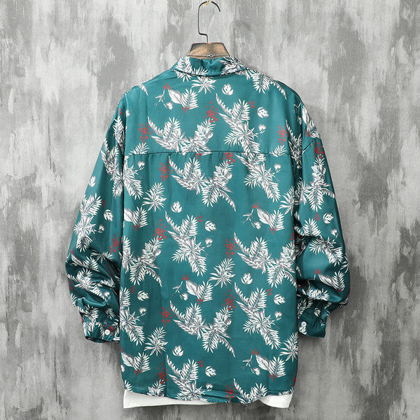 Мъжка ежедневна риза с класическа яка в зелен и черен цвят 