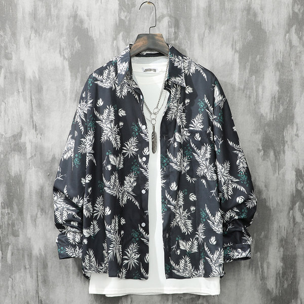 Мъжка ежедневна риза с класическа яка в зелен и черен цвят 