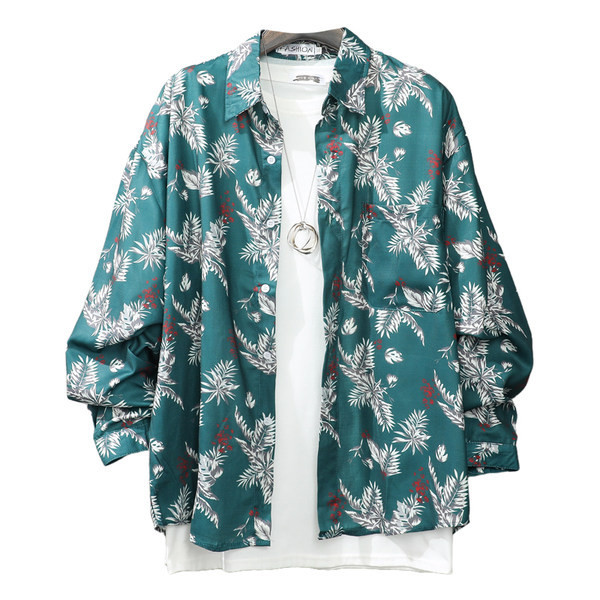 Мъжка ежедневна риза с класическа яка в зелен и черен цвят 