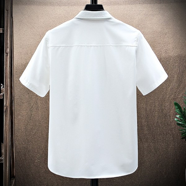 Ежедневна мъжка риза с класическа яка и бродерия в бял и черен цвят