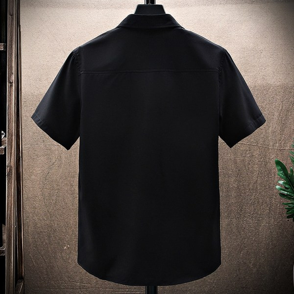 Ежедневна мъжка риза с класическа яка и бродерия в бял и черен цвят