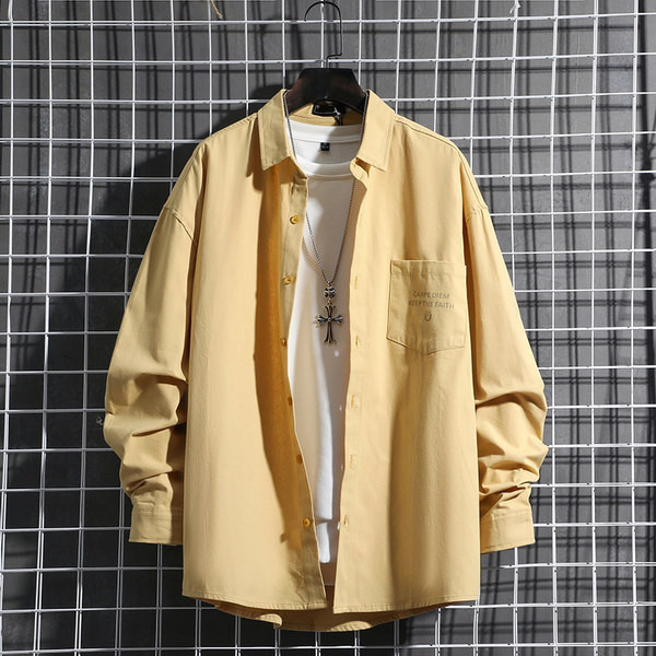 Модерна мъжка риза с класическа яка и джоб в четири цвята