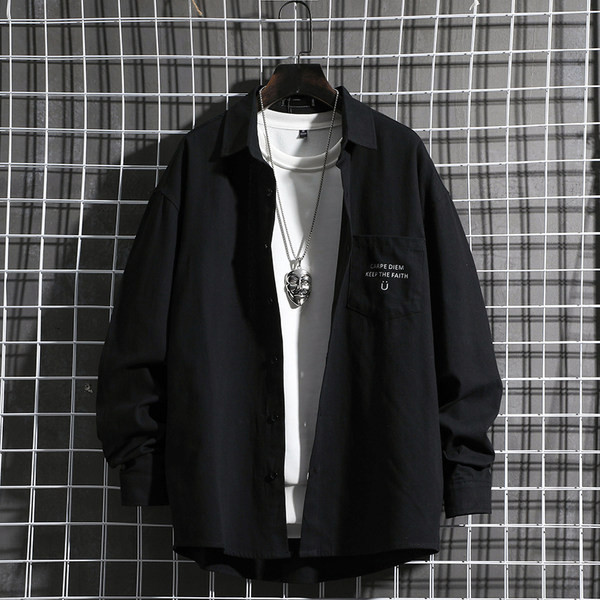 Модерна мъжка риза с класическа яка и джоб в четири цвята