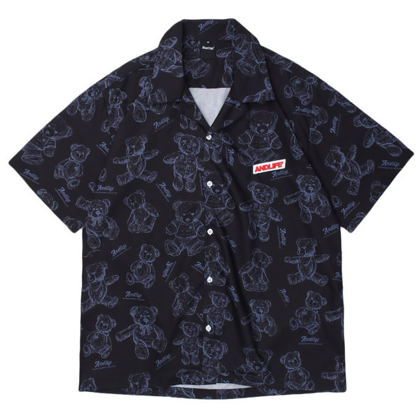 Мъжка тениска с класическа яка и апликация мече