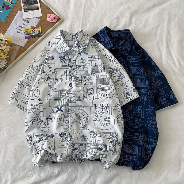 Лятна риза свободен модел с апликация и копчета 