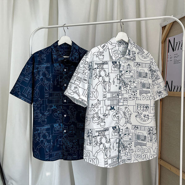 Лятна риза свободен модел с апликация и копчета 