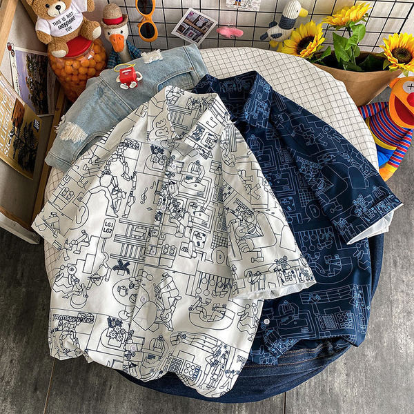 Лятна риза свободен модел с апликация и копчета 