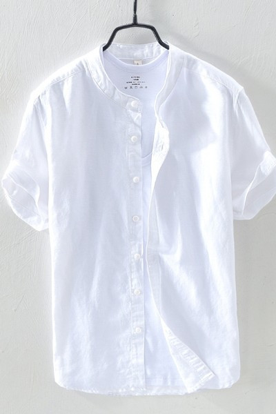 Изчистен модел памучна риза с 3/4 ръкав