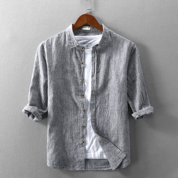Лятна раирана риза с 3/4 ръкав за мъже
