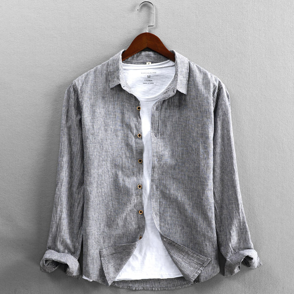 Лятна раирана риза с 3/4 ръкав за мъже