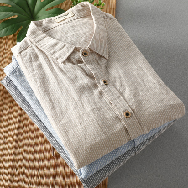 Лятна раирана риза с 3/4 ръкав за мъже