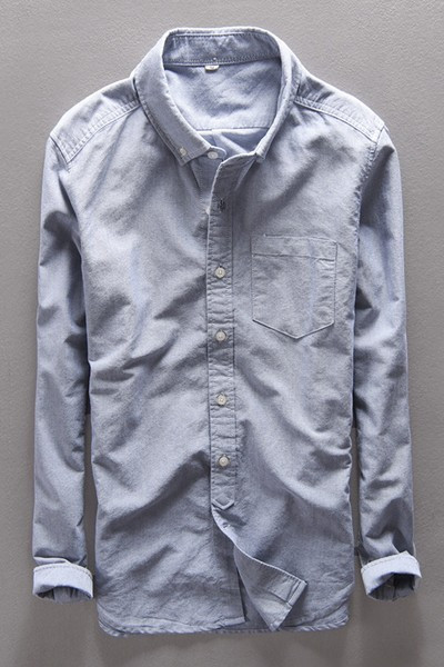 Мъжка риза с класическа яка и страничен джоб, с регулиращи се ръкави