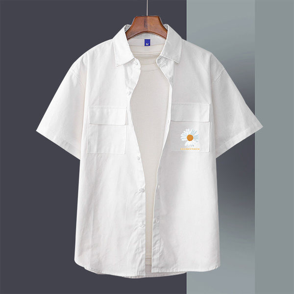 Ежедневна мъжка риза с бродерия цвете 