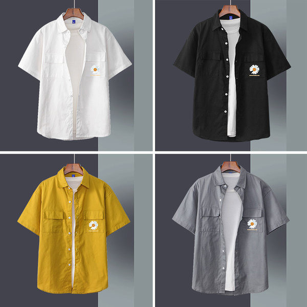 Ежедневна мъжка риза с бродерия цвете 