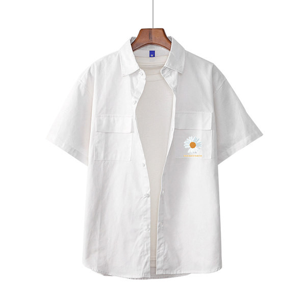 Ежедневна мъжка риза с бродерия цвете 