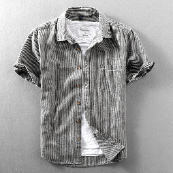 Лятна раирана риза с къс ръкав