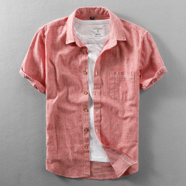 Лятна раирана риза с къс ръкав