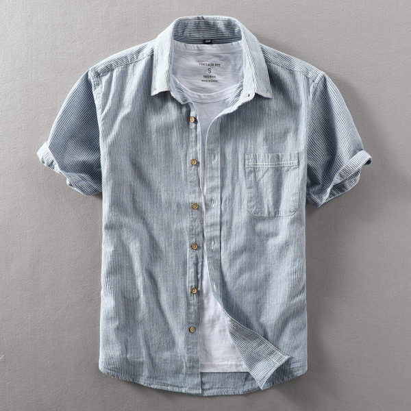 Лятна раирана риза с къс ръкав