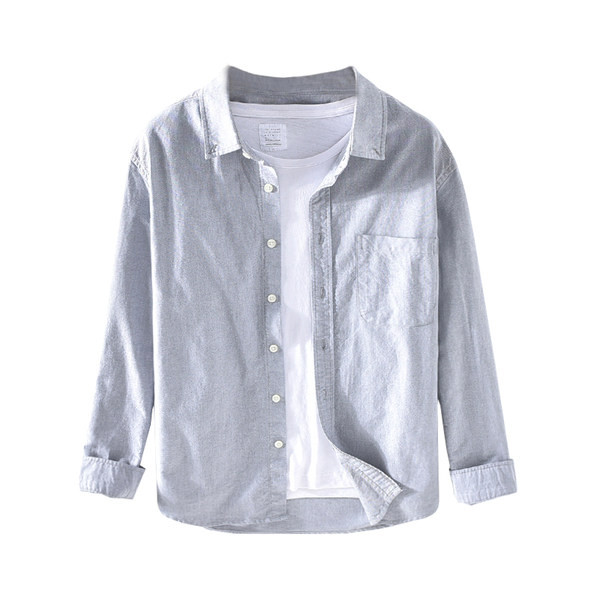 Ежедневна мъжка риза в широк модел със страничен джоб