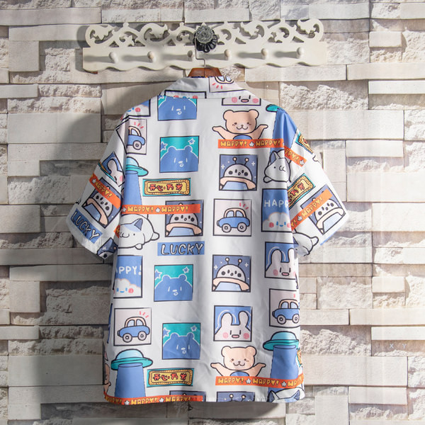 Цветна риза с класическа яка и къси ръкави