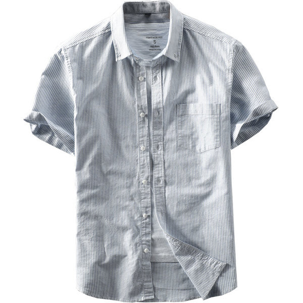 Памучна лятна риза на райе с копчета