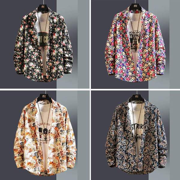 Мъжка ежедневна цветна риза с дълъг ръкав и класическа яка 