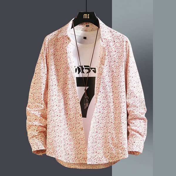 Мъжка ежедневна цветна риза с дълъг ръкав и класическа яка 