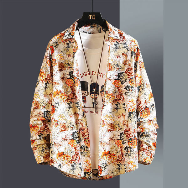 Мъжка ежедневна цветна риза с дълъг ръкав и класическа яка 