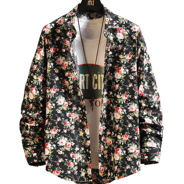 Мъжка ежедневна цветна риза с дълъг ръкав и класическа яка 