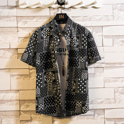 Ежедневна риза с класическа яка и къс ръкав за мъже 