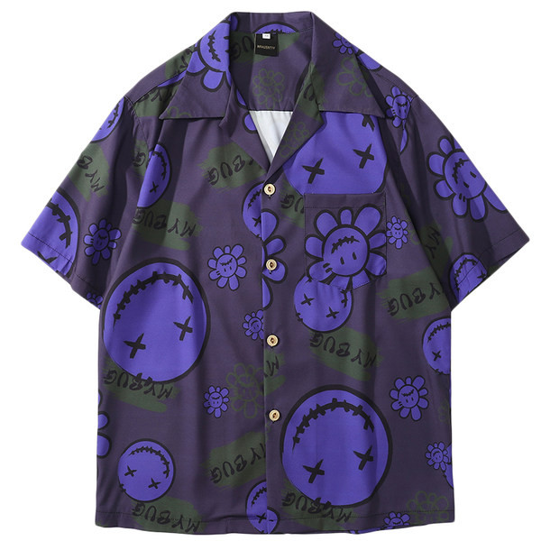 Мъжка риза с класическа  яка и къс  ръкав 