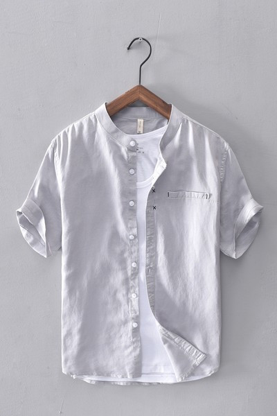 Едноцветна лятна риза с 3/4 ръкав