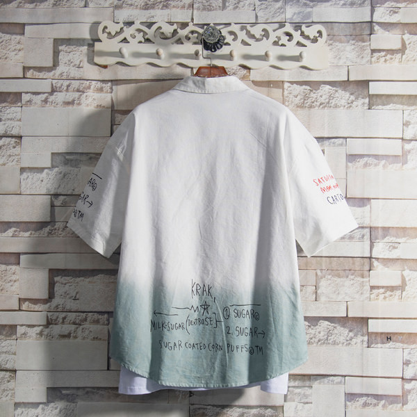 Ежедневна мъжка риза с класическа яка и надписи