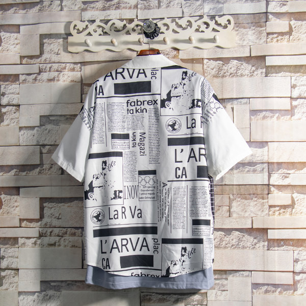 Цветна мъжка риза с надписи и къси ръкави