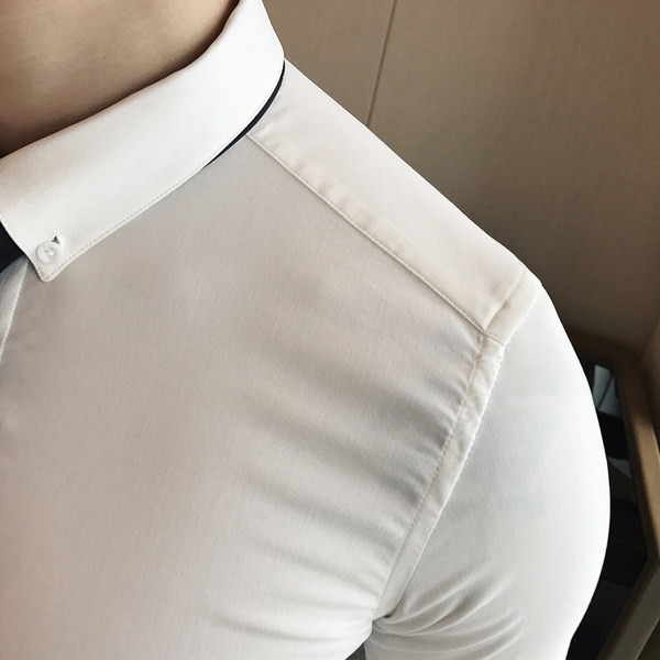 Мъжка едноцветна риза с дълъг ръкав 