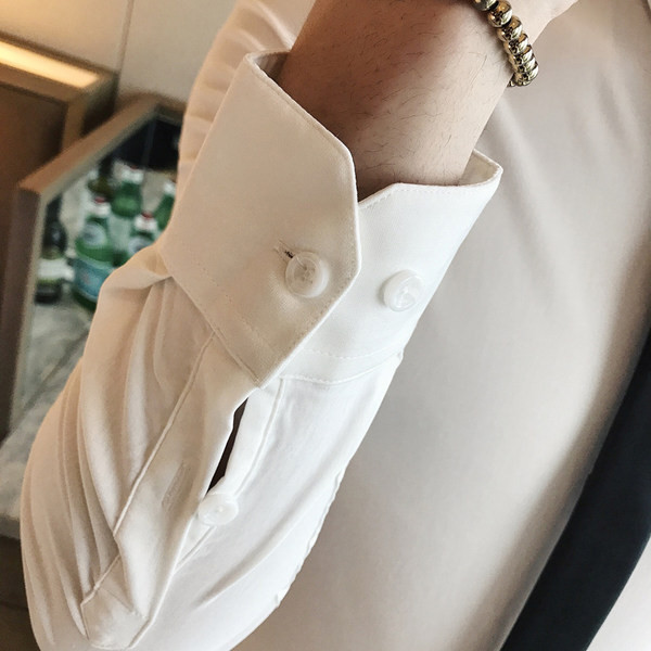 Мъжка едноцветна риза с дълъг ръкав 