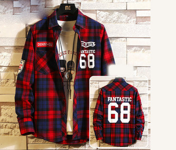 Нов модел карирана мъжка риза с дълъг ръкав и класическа яка