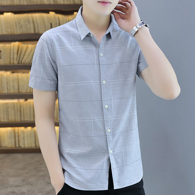 Мъжка ежедневна риза с класическа яка втален модел