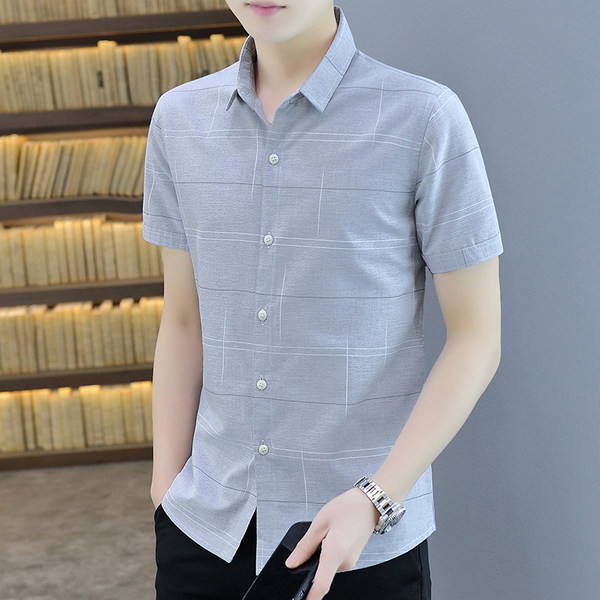 Мъжка ежедневна риза с класическа яка втален модел