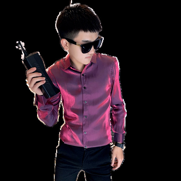 Мъжка ежедневна риза с копчета и дълъг ръкав - няколко цвята