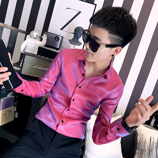 Мъжка ежедневна риза с копчета и дълъг ръкав - няколко цвята