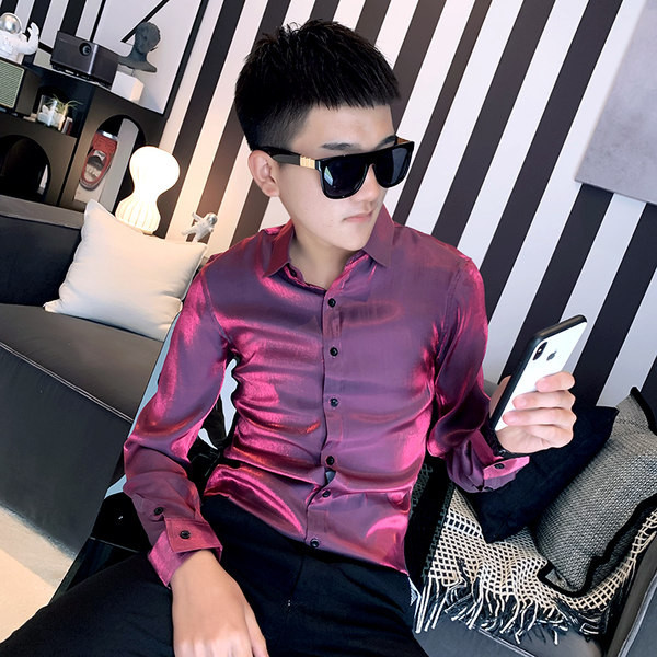 Мъжка ежедневна риза с копчета и дълъг ръкав - няколко цвята