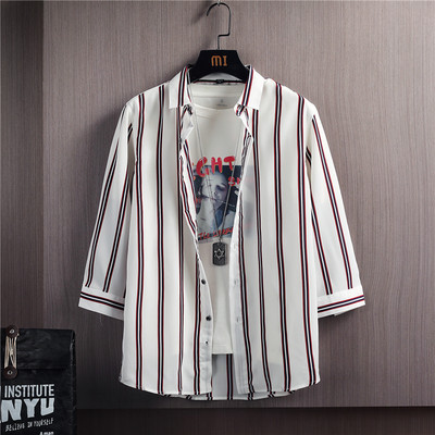 Ежедневна раирана риза с дълъг ръкав и копчета за мъже 