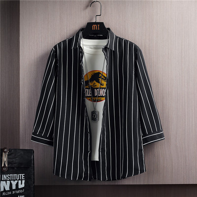 Ежедневна раирана риза с дълъг ръкав и копчета за мъже 